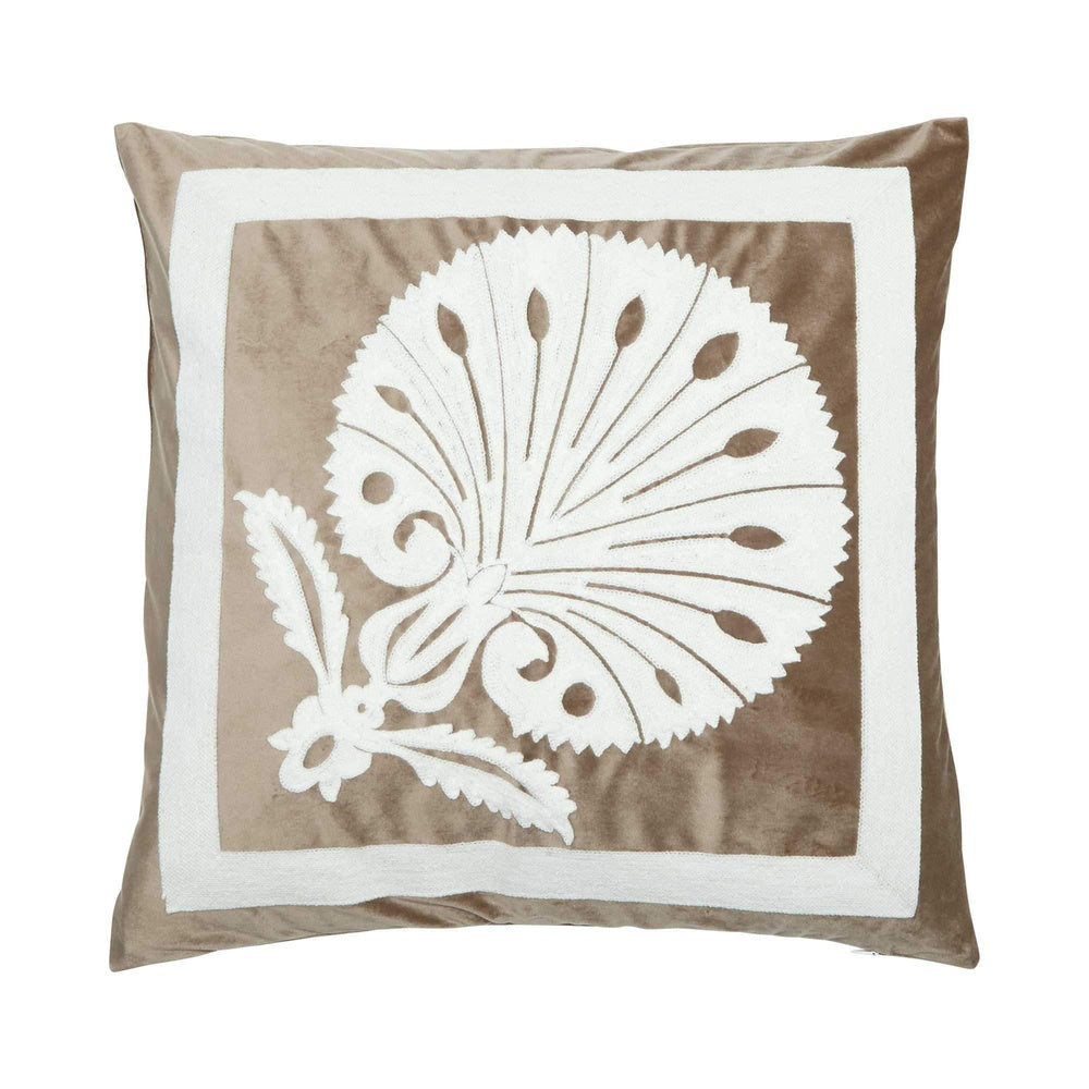 Jamila Fan Square 50x50cm Embroidered Velvet Cushion Cover