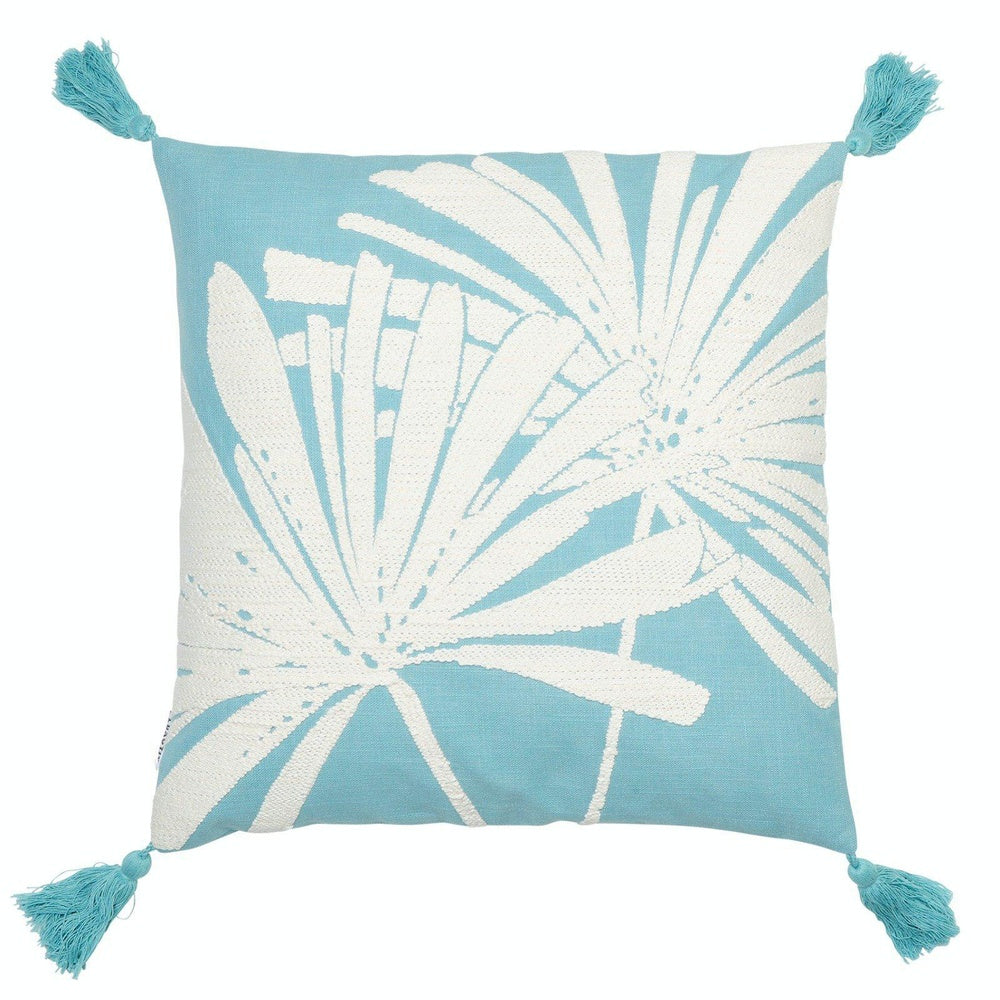 Palm Tropical Tassel Square 50x50cm Embroidered Cushion Cover