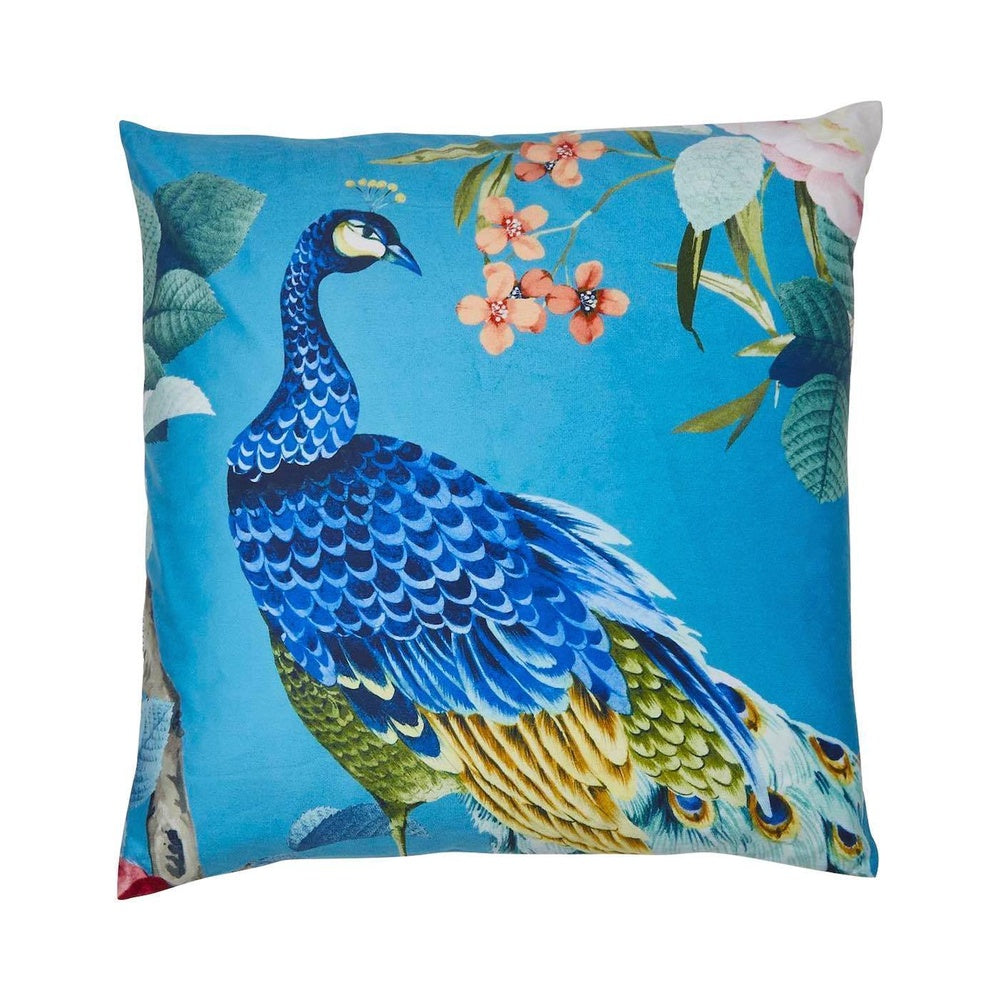 Peacock Square 50x50cm Velvet Cushion Cover