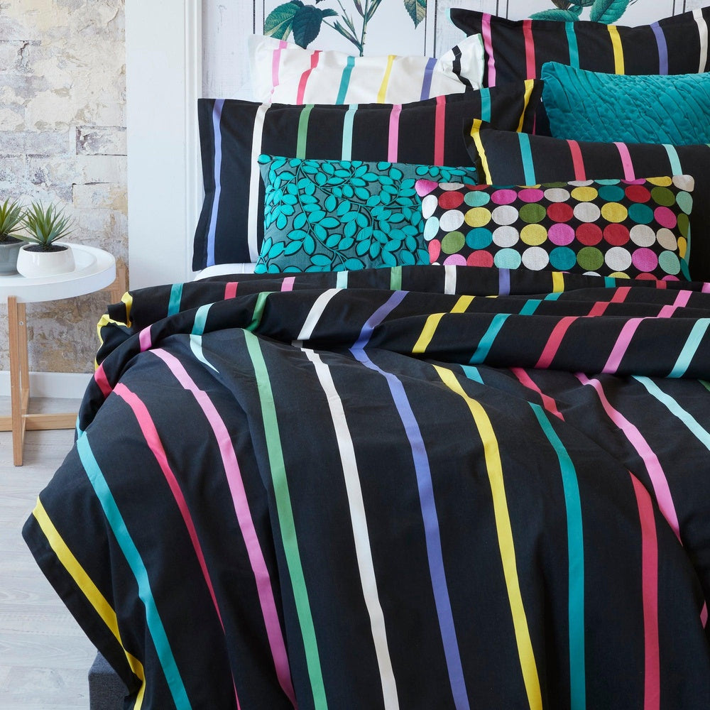 Pencil Stripes Black Quilt Cover Set