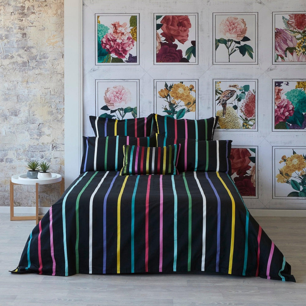 Pencil Stripes Black Quilt Cover Set