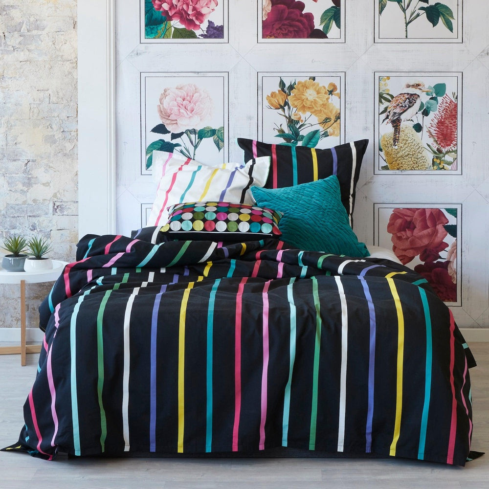 Pencil Stripes Black Quilt Cover Set