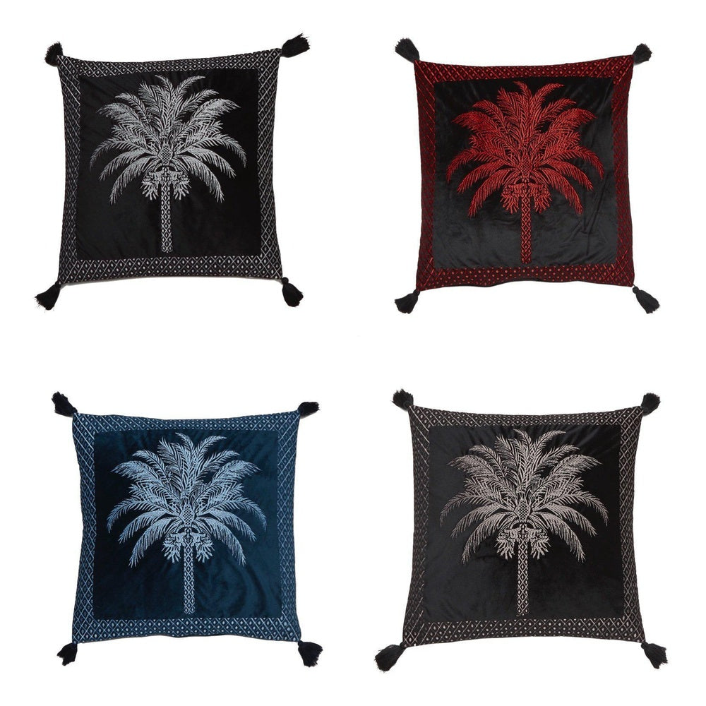 Palmier Square 50x50cm Embroidered Velvet Cushion Cover
