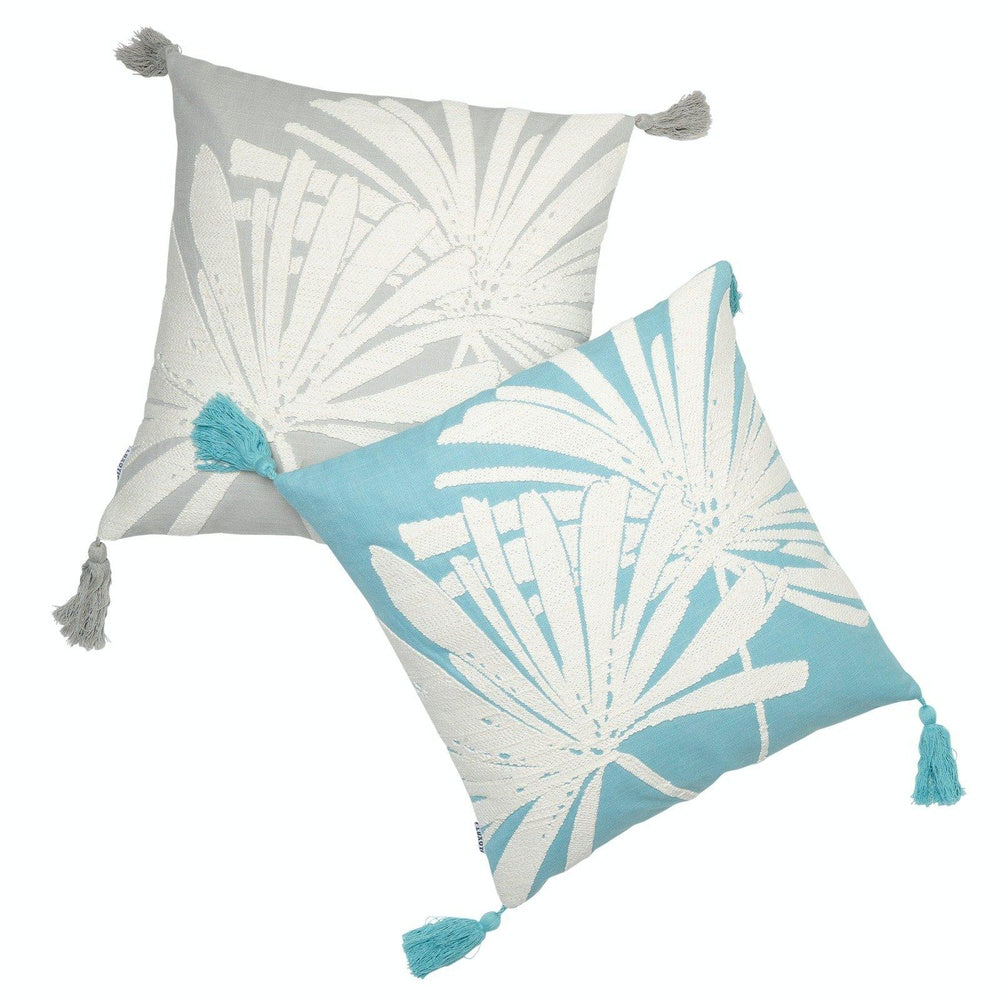 Palm Tropical Tassel Square 50x50cm Embroidered Cushion Cover