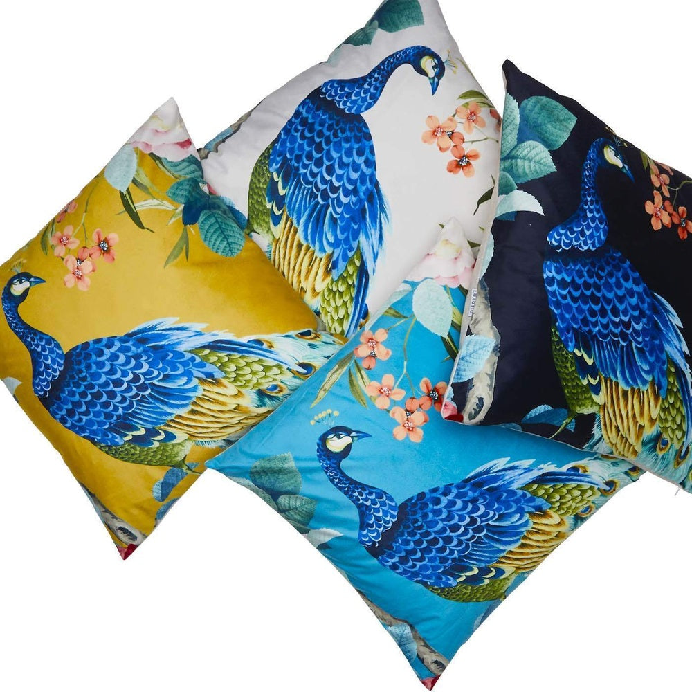 Peacock Square 50x50cm Velvet Cushion Cover