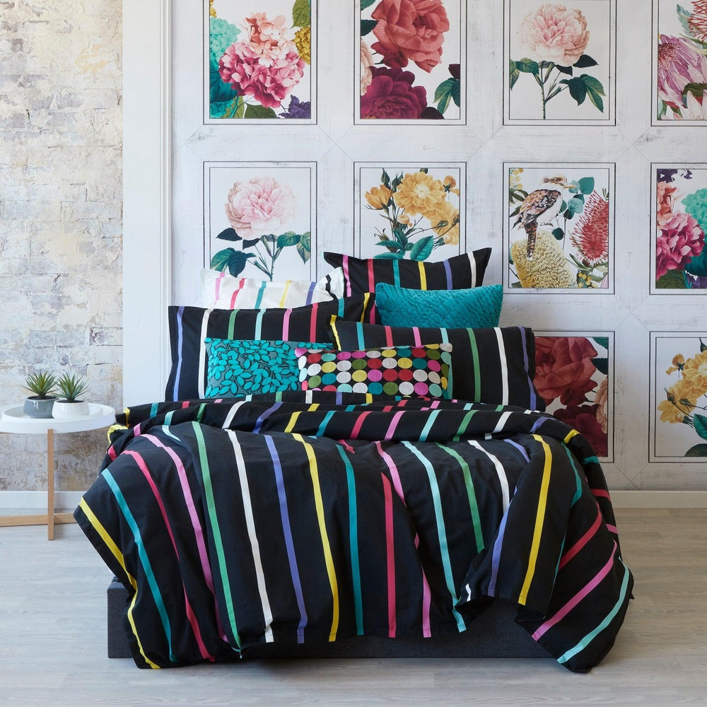 Pencil Stripes Black Quilt Cover Set
