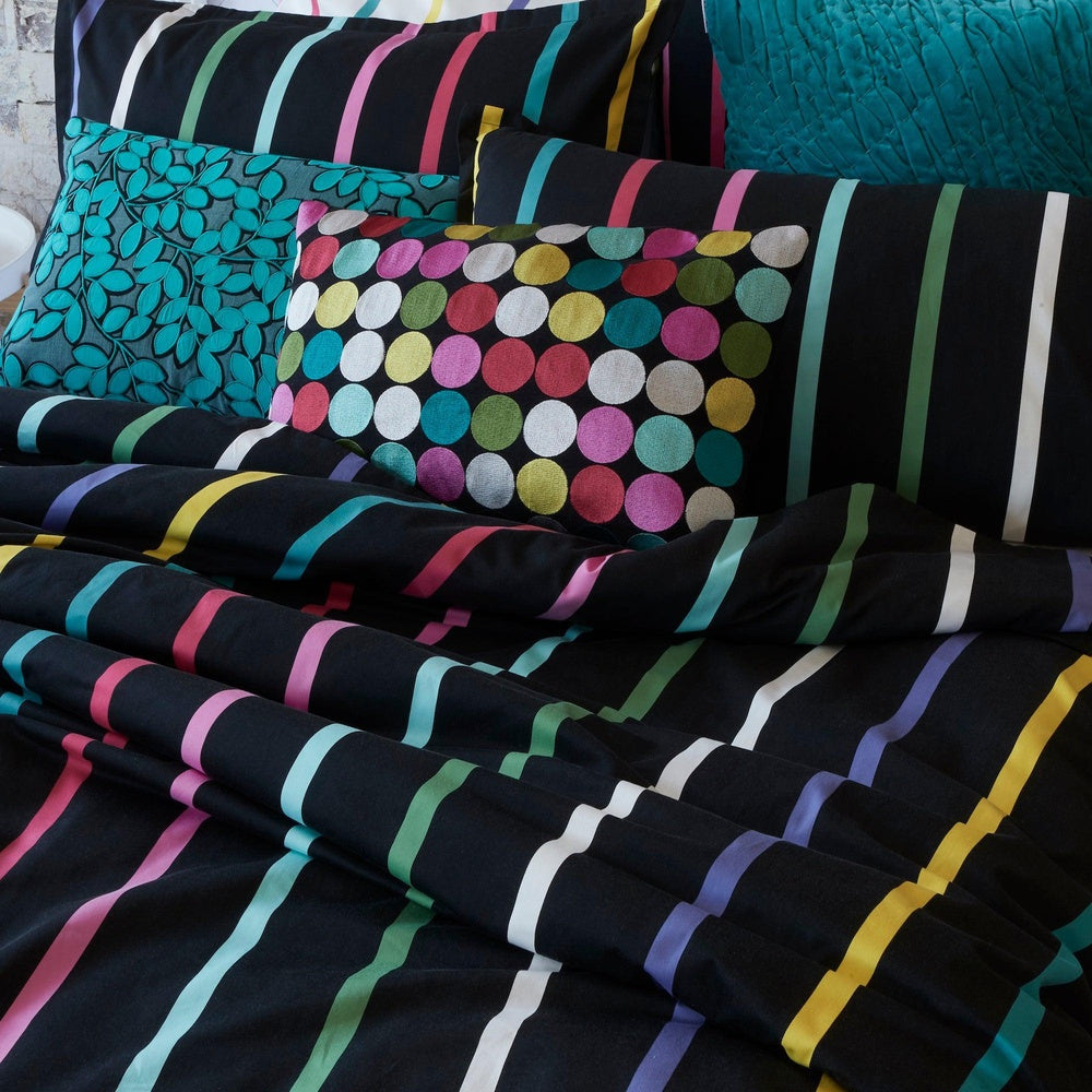 Pencil Stripes Black Quilt Cover Set