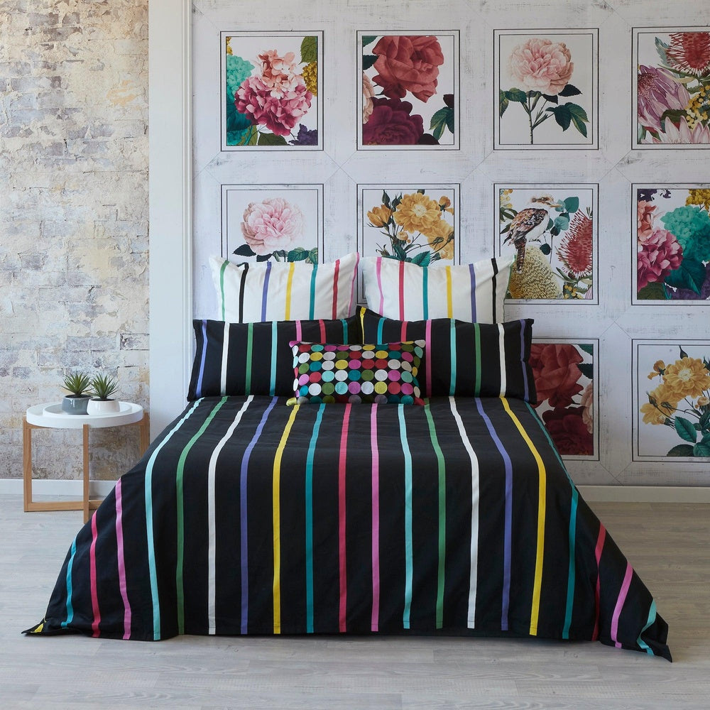 Pencil Stripes Black Quilt Cover Set