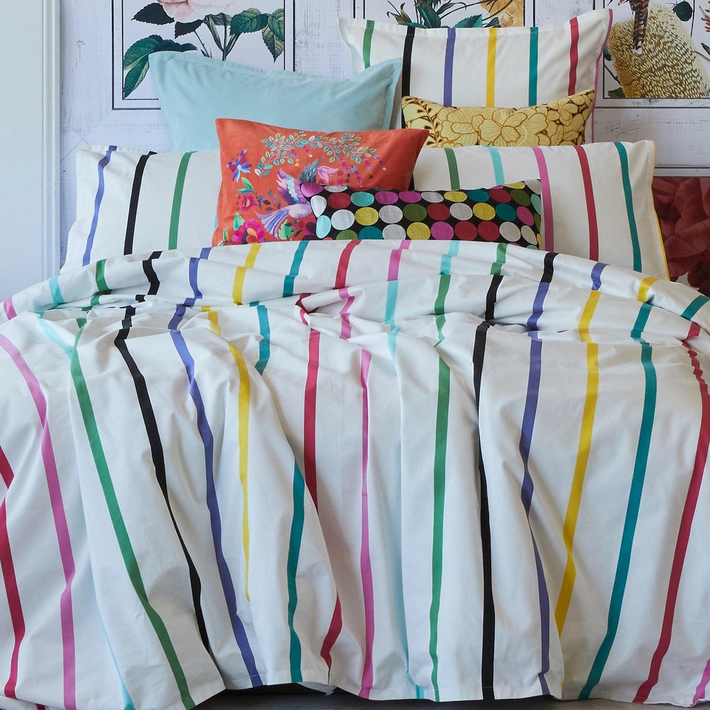 Pencil Stripes White Quilt Cover Set