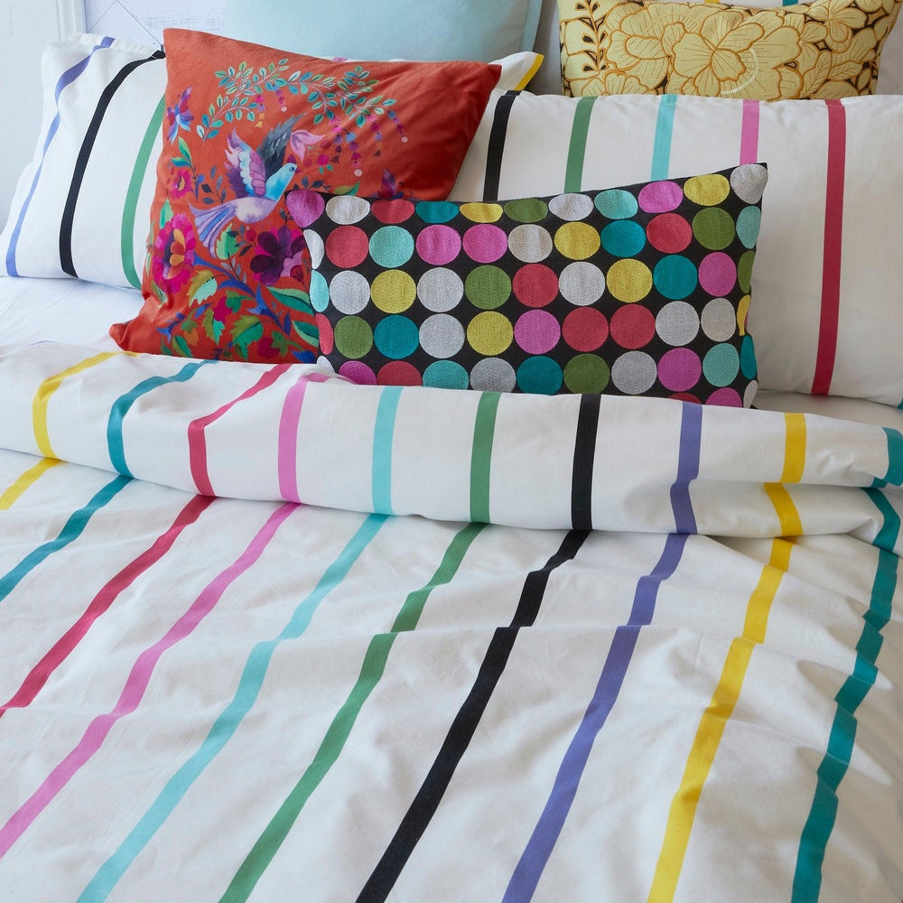 Pencil Stripes White Quilt Cover Set