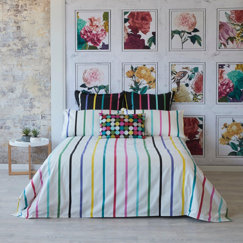 Pencil Stripes White Quilt Cover Set