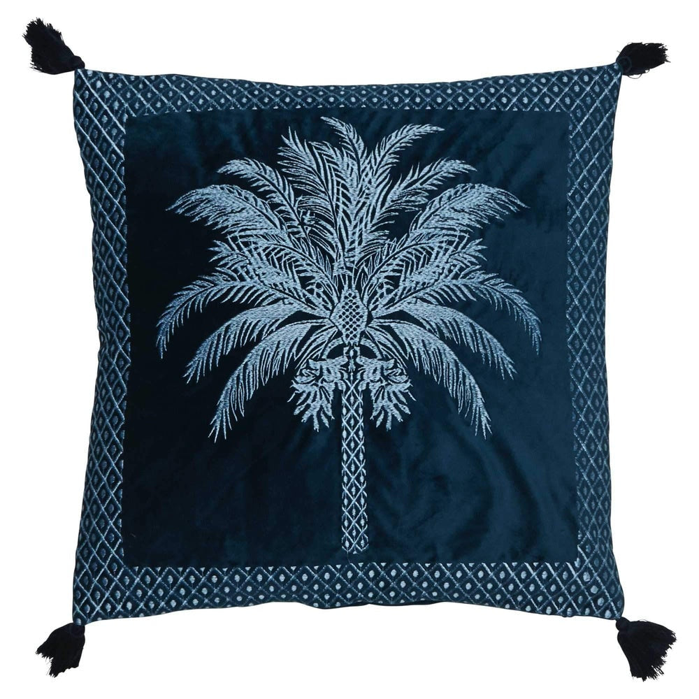 Palmier Square 50x50cm Embroidered Velvet Cushion Cover
