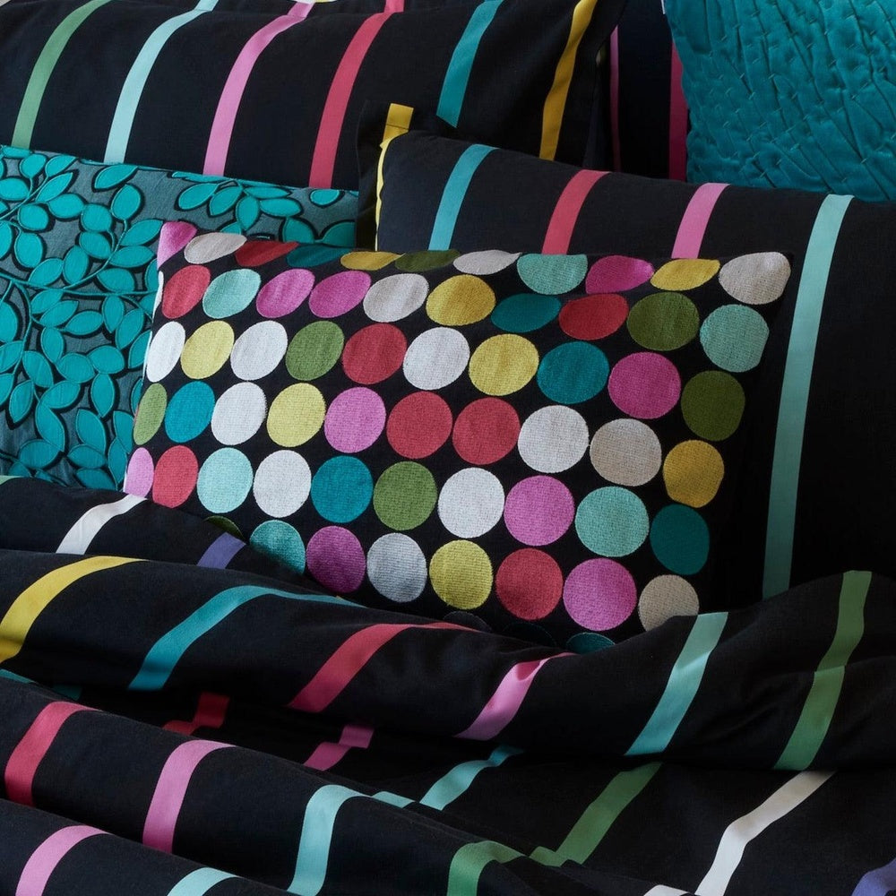 Polka Dots Rectangle 55x35cm Embroidered Cushion Cover