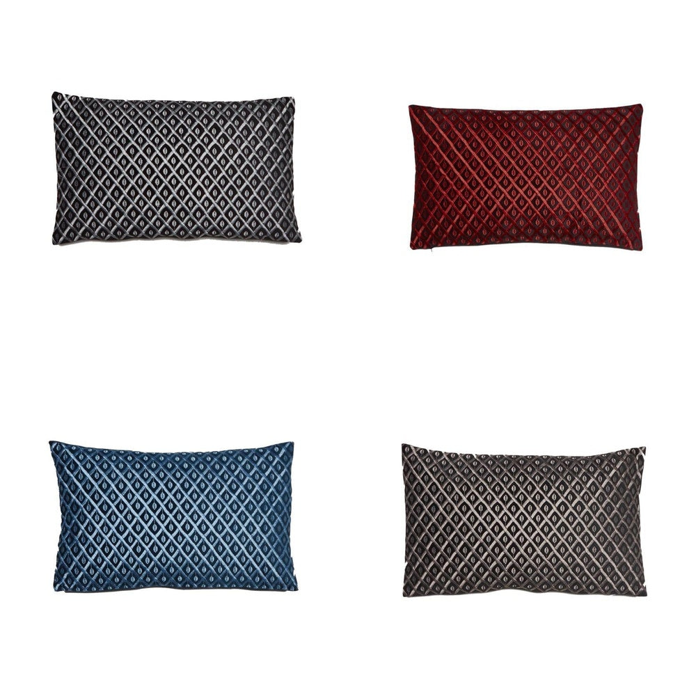 Suri Lattice Rectangle 55x35cm Embroidered Velvet Cushion Cover