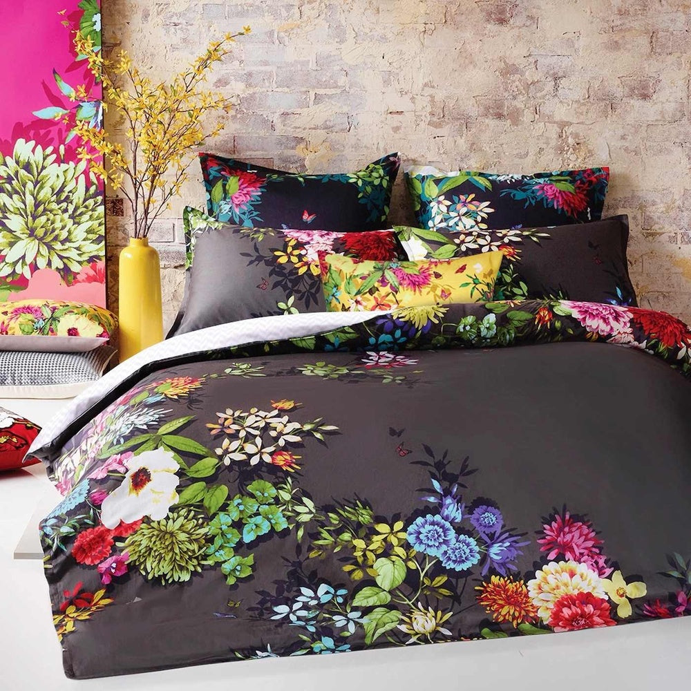 Tropicana Charcoal Quilt Cover Set